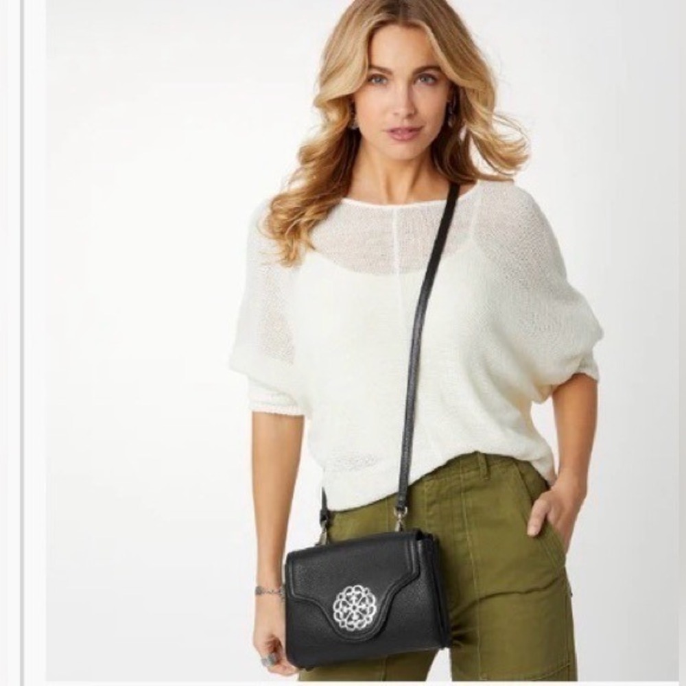 BRIGHTON FERRARA BLACK EVE CROSSBODY MESSENGER CELL PHONE ORGANIZER
